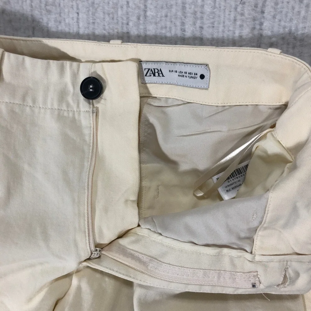 Zara Women's‎ Cream Tailored Trousers XS Straight Leg Dress Pants